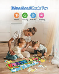 Toddler playing musical piano mat toy dance floor keyboard playmat for kids learning and fun