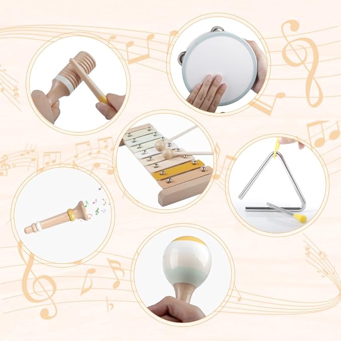 Toddler playing xylophone musical toy Montessori learning activity for kids development