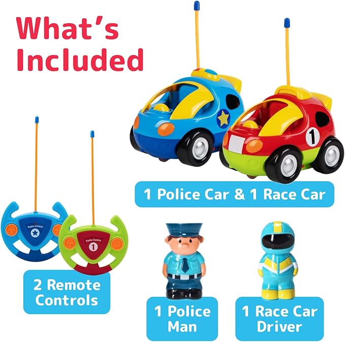 Toddler police car and race car remote control toy