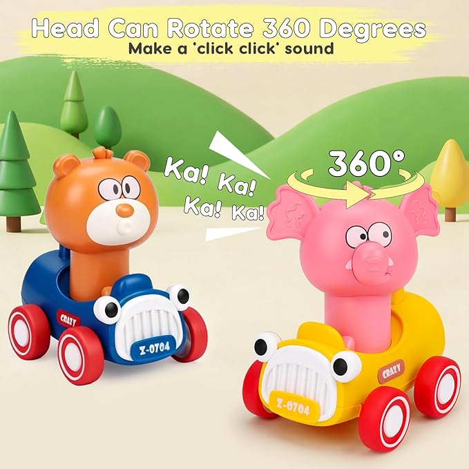 Toddler push and go animal car toy for early learning