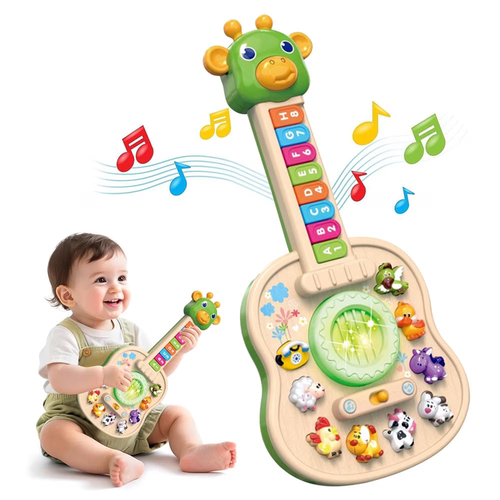 Toddler sensory learning guitar toy with lights, sounds and easy-to-hold shape