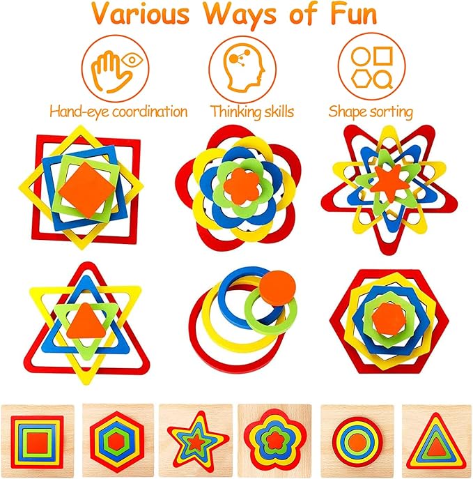Toddler shape sorting learning toy educational wooden puzzle for kids