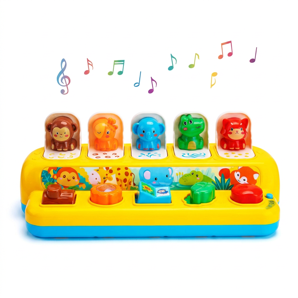 Toddler toys 1 year old pop up animal toy musical learning toy for babies