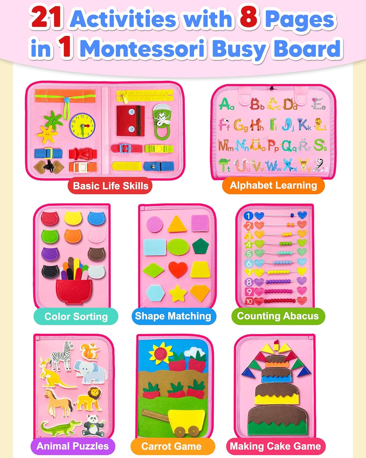 Toddler travel busy board toy activity toy for car and airplane
