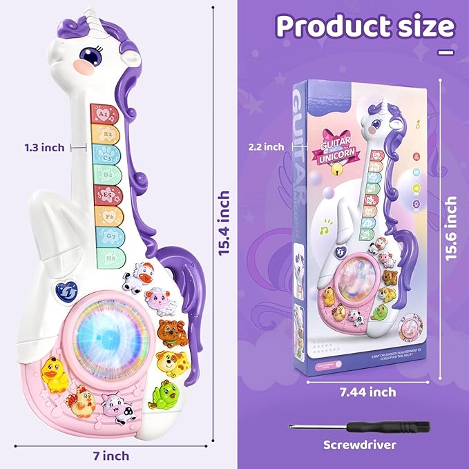 Toddler unicorn guitar musical toy light up learning toy for 1-3 year old kids