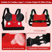 Front view of toddler walking support harness with padded body section