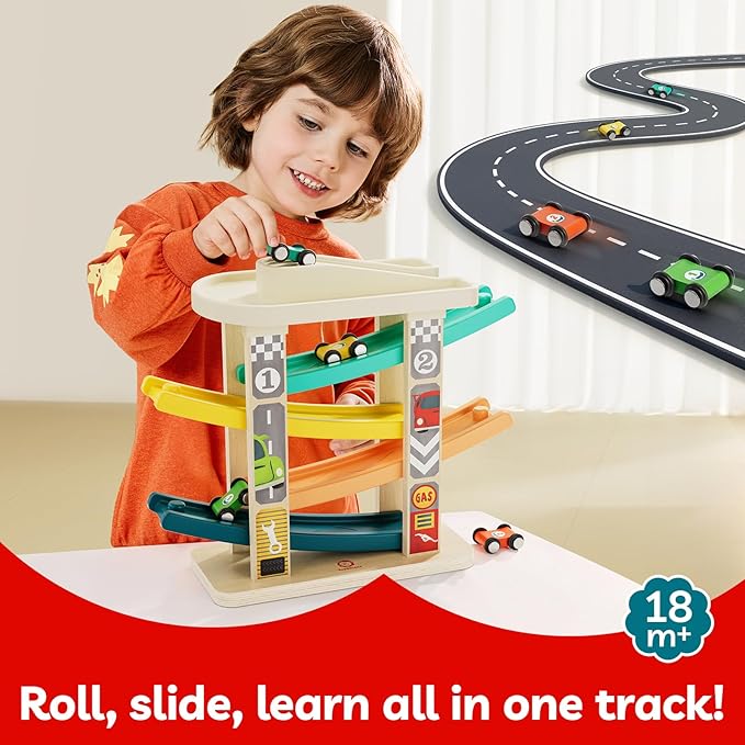 toddler wooden car ramp toy improving motor skills