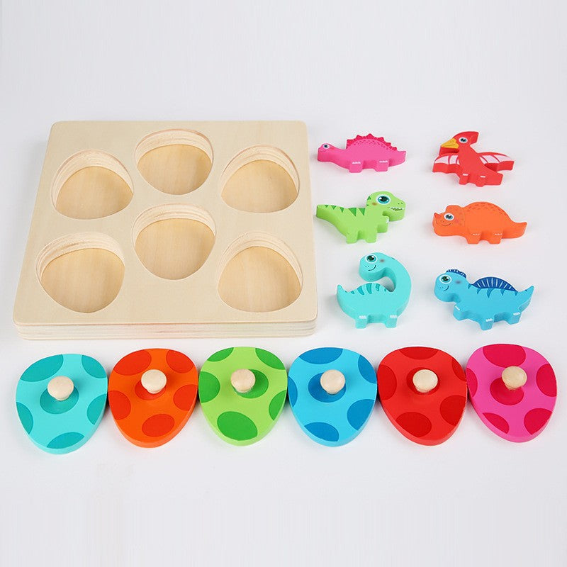 Wooden puzzle toy for toddlers, developing color recognition and shape matching skills