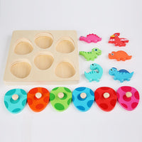 Wooden puzzle toy for toddlers, developing color recognition and shape matching skills