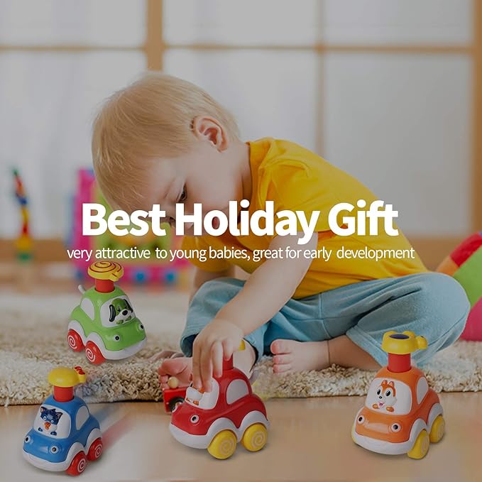toddler press and go animal car toy for early learning