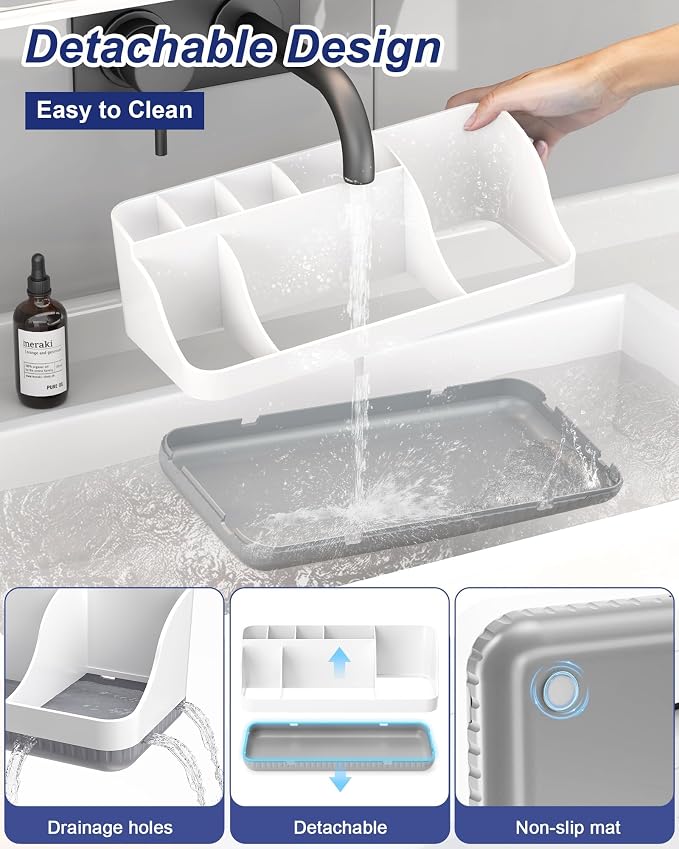 Vanity organizer with separate storage for toothbrushes and toothpaste