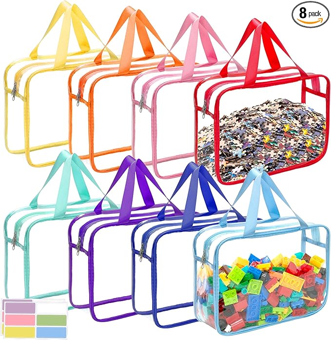 8 pack large toy storage bags with zipper and labels waterproof organizer