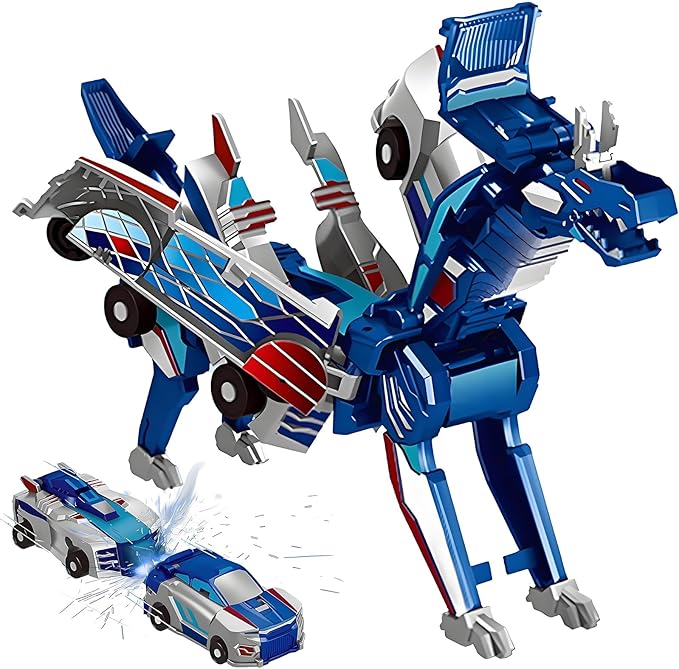 transforming dinosaur car toy with collision robot feature