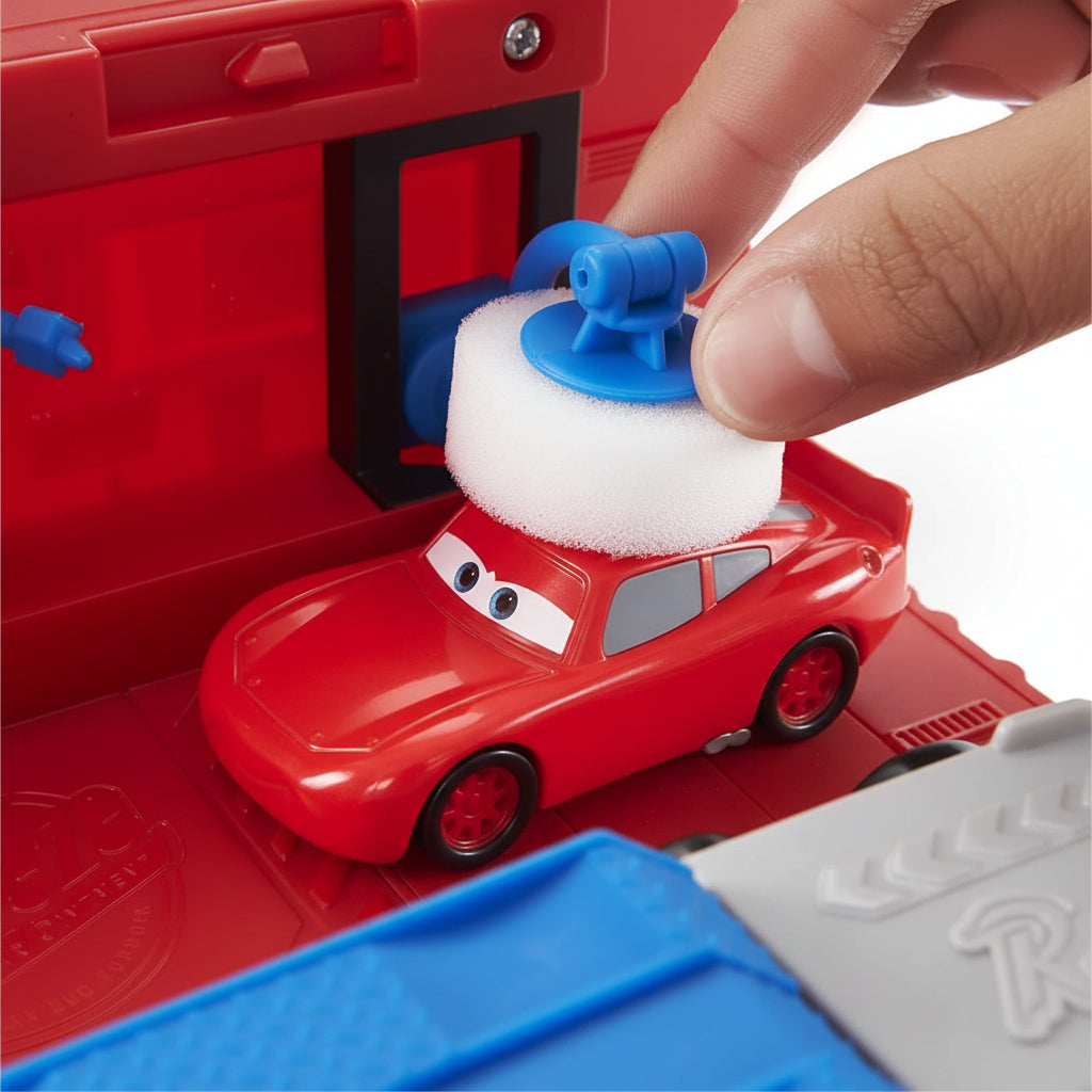 Transforming toy truck playset with tune up station for kids vehicle play