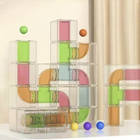 Transparent pipeline building blocks toy for kids bead rolling puzzle play