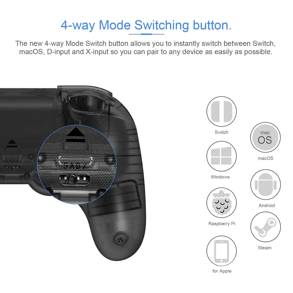 Transparent wireless gamepad with silicone thumb grip caps