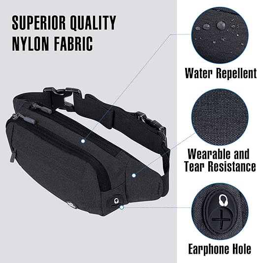 Travel belt bag for carrying phone, wallet, and essentials