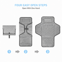 Portable changing pad clipped to the handlebar of a modern baby stroller