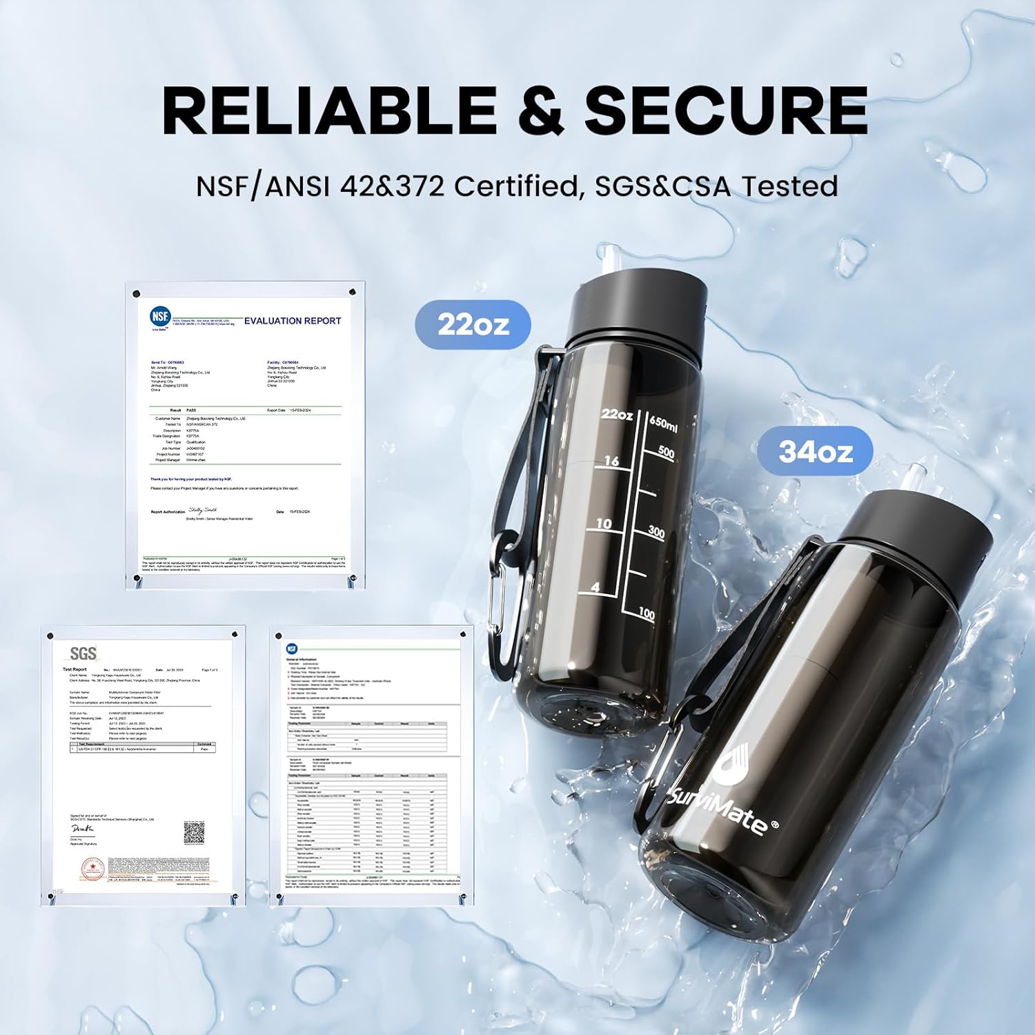 Travel water bottle with built-in filter design for daily use