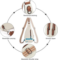 Travel-ready leather sling bag with secure zippered compartments