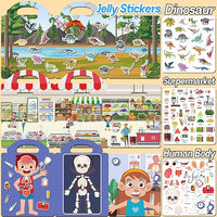 Toddler travel toys, reusable jelly sticker books for 2-4 year olds