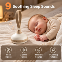Lightweight white sound machine with hanging loop designed for convenient travel use