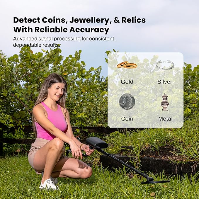 Metal detector used for outdoor treasure hunting and exploration