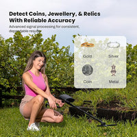Metal detector used for outdoor treasure hunting and exploration
