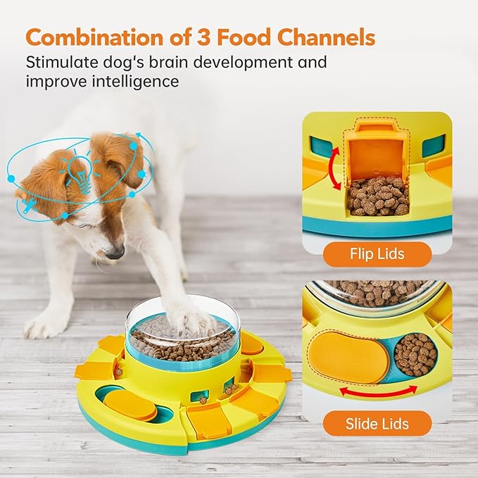 Dog treat dispenser puzzle toy for interactive feeding and entertainment.