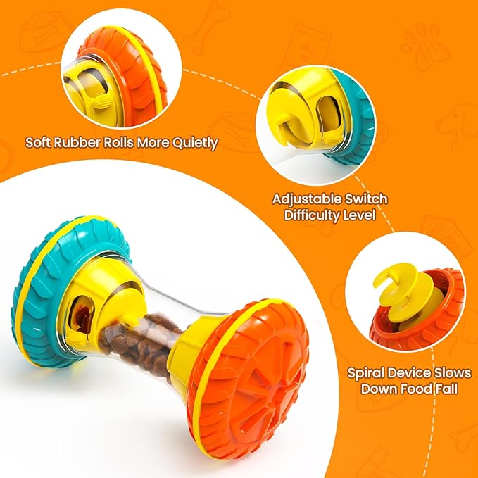 Front view of a treat dispensing dog toy