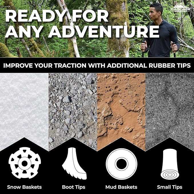 Durable trekking poles for hiking, backpacking, and mountain climbing