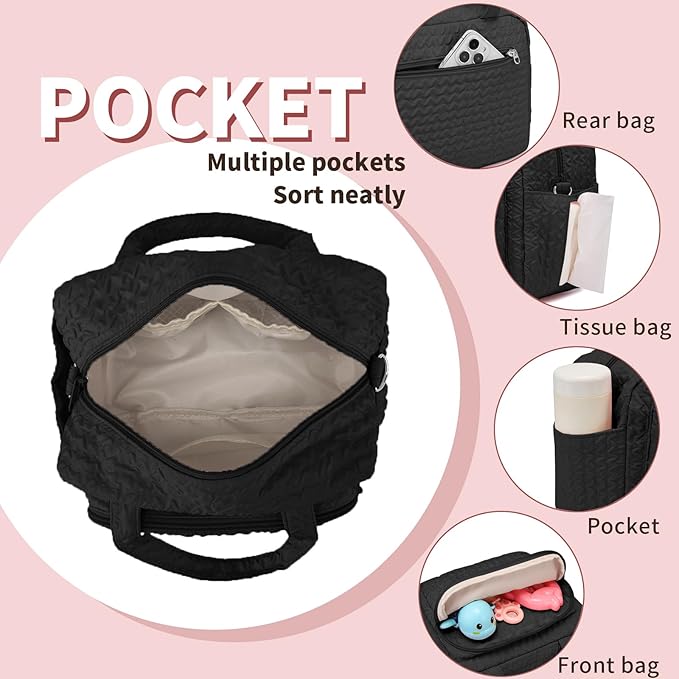 Trendy small diaper bag tote with pockets for baby essentials