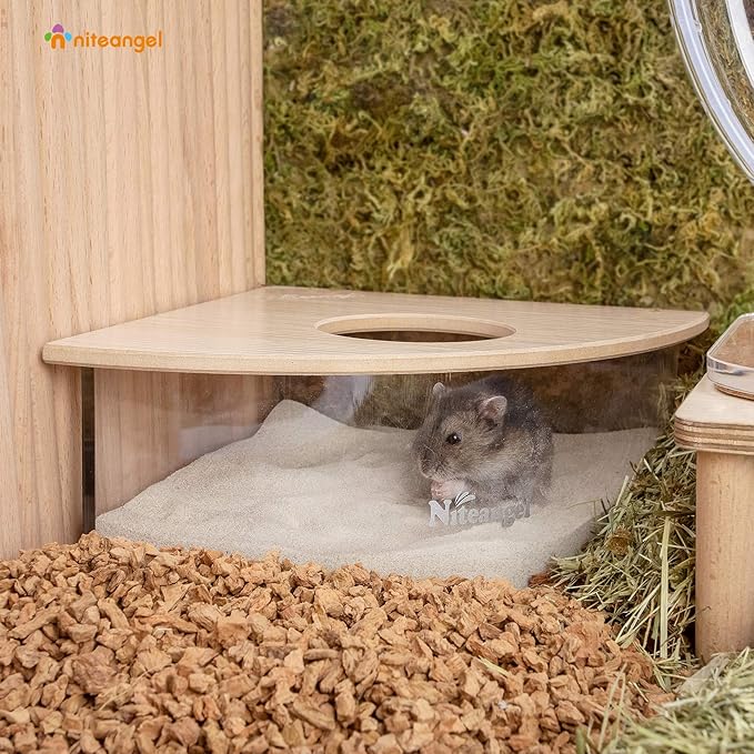 Triangle Pet Sand Bath Box with Transparent Acrylic Walls