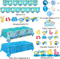  Tropical birthday party decoration kit with balloons and banners