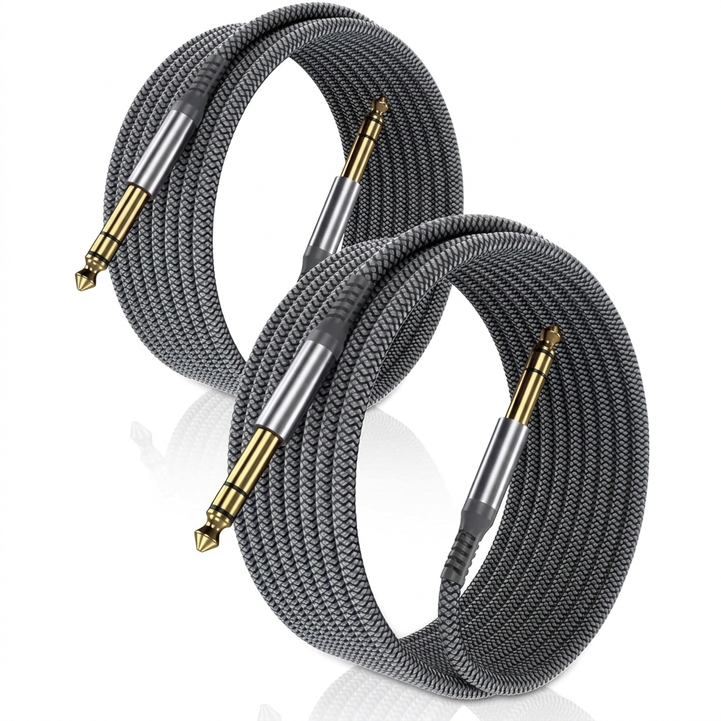 1/4 inch TRS instrument guitar cable 10ft 2 pack for electric guitar