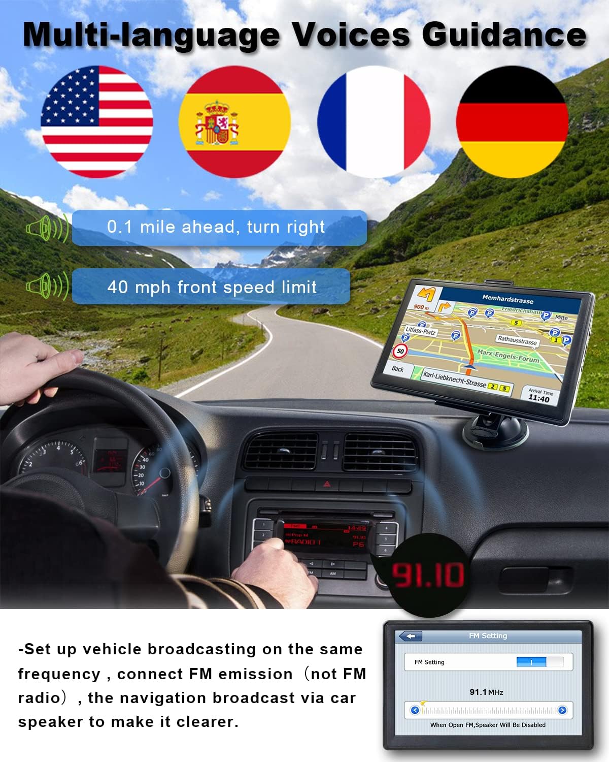 truck GPS with driver alerts voice guidance and speed warning navigation system