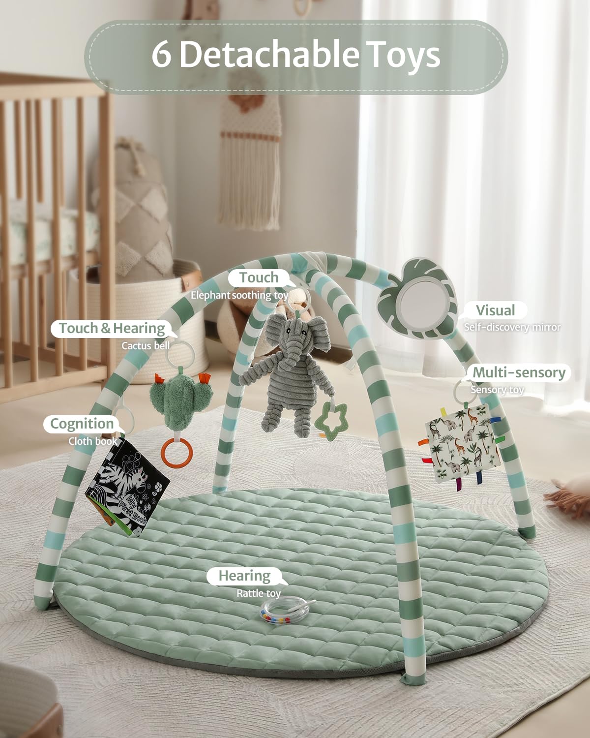 tummy time baby play mat with hanging toys for early learning