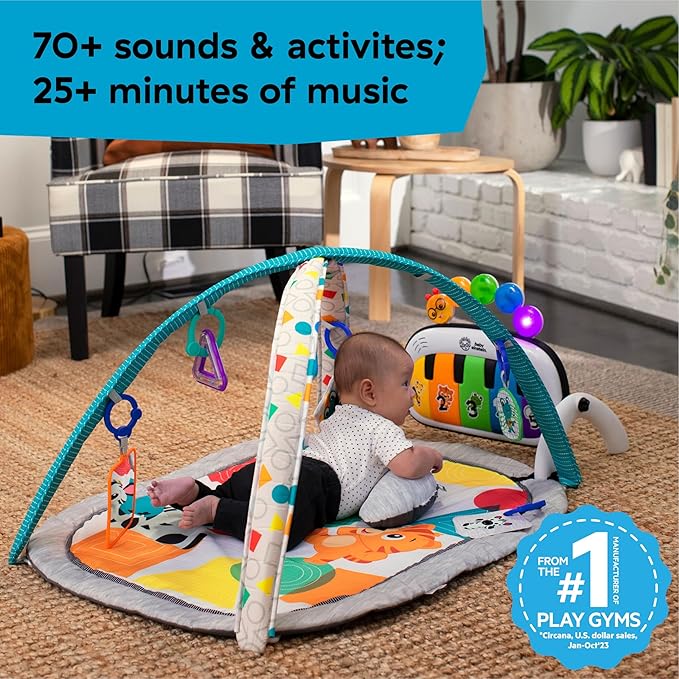 Tummy time mat for newborn baby sensory play mat with piano and toys