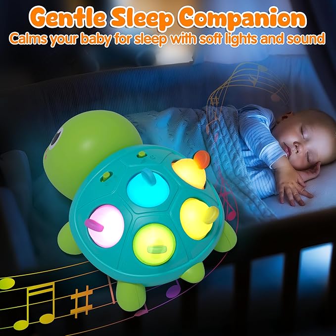 Tummy time turtle toy for baby movement and sensory play