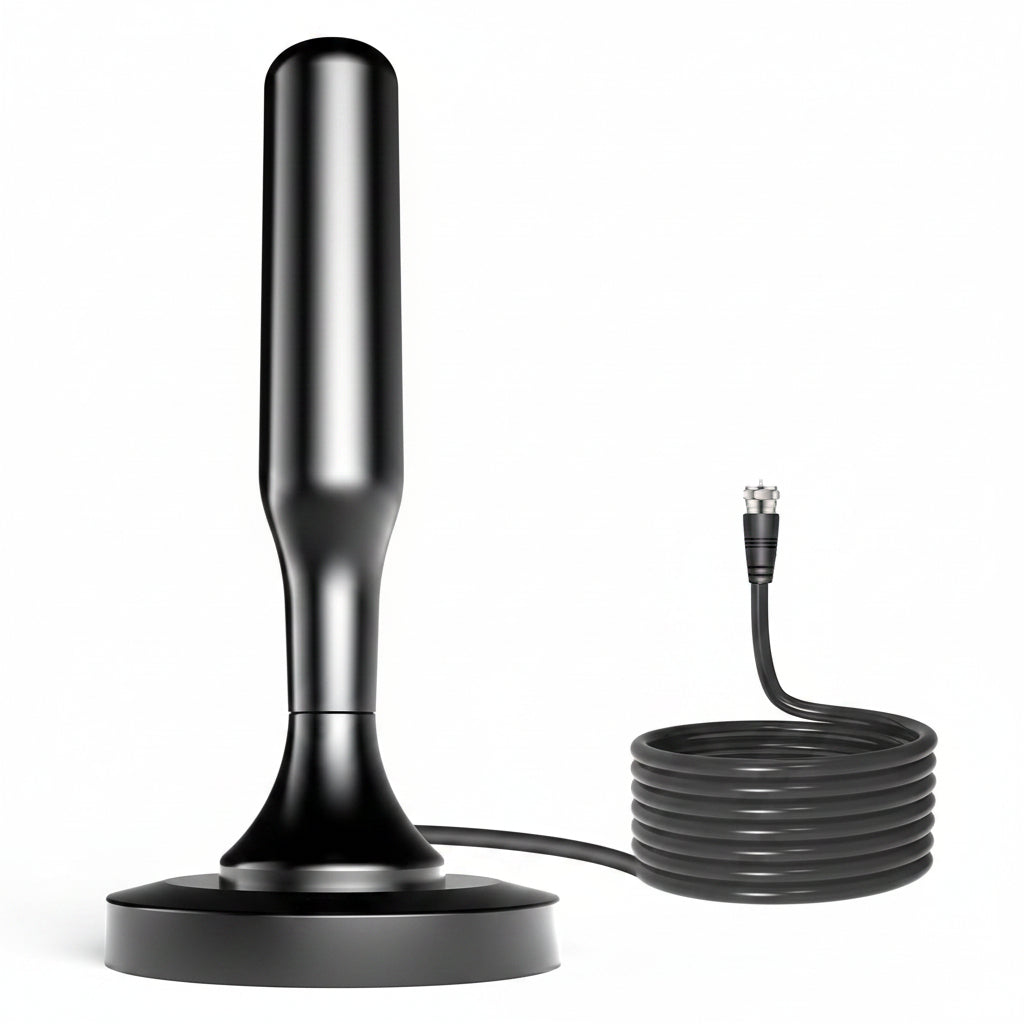 Front view of magnetic base TV antenna