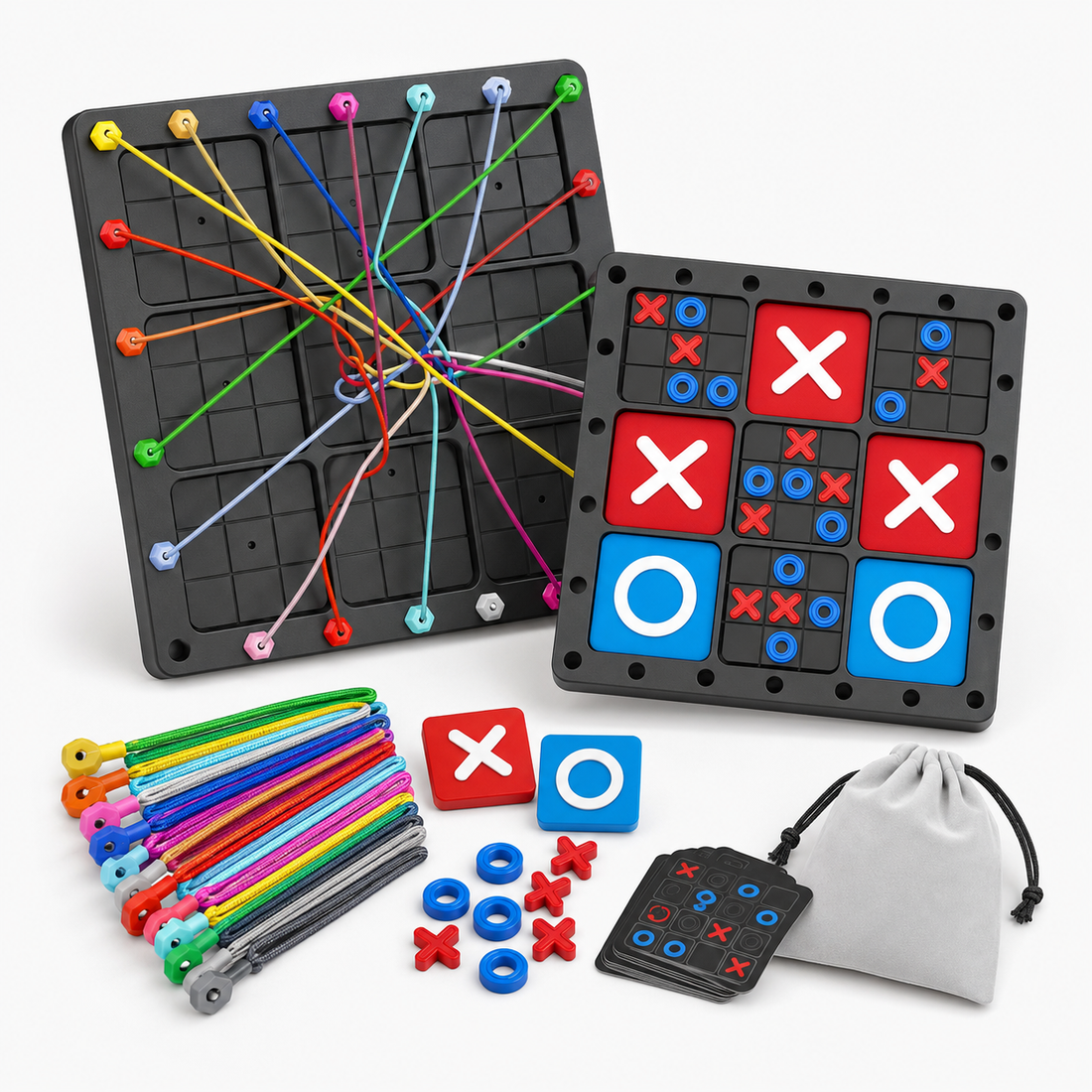 Two-in-one rope challenge and super tic tac toe game for kids