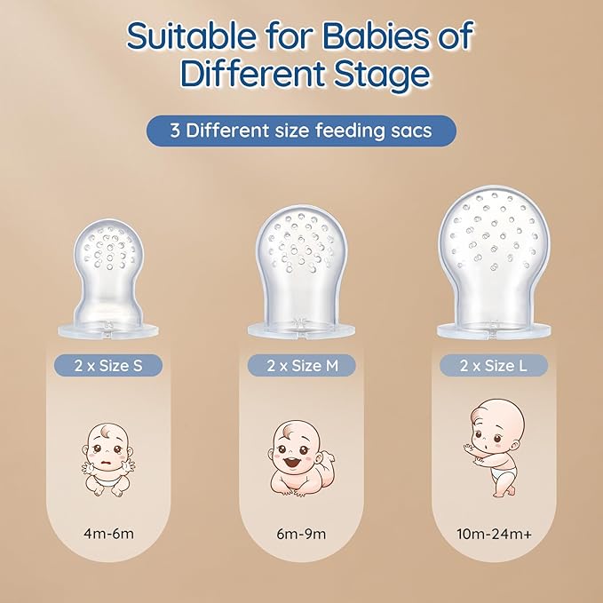 Two pack baby feeding accessory set for soft fruit and mashed food portions