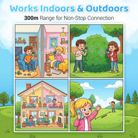  Two-pack rechargeable video walkie talkie set with camera, compass and SOS alarm features.