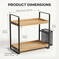 Two-tier countertop storage shelf for bathroom essentials