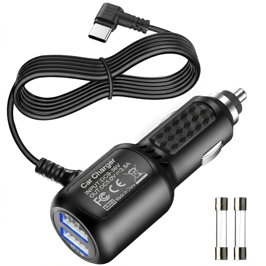 Type C car power cable for dashcam and accessories