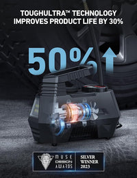 Tyre inflator with LED light for night emergency use