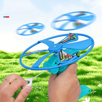 UFO flying toy with one launcher and two flying discs