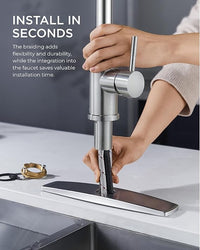 Brushed Nickel Faucet for 1 Hole or 3 Hole Sink Installation