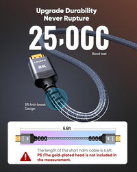 Ultra high-speed HDMI cable with DTS:X support, perfect for PS5, Roku TV, HDTV, and Blu-ray players.