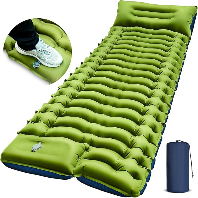Ultralight Camping Sleeping Pad with Built In Foot Pump and Pillow